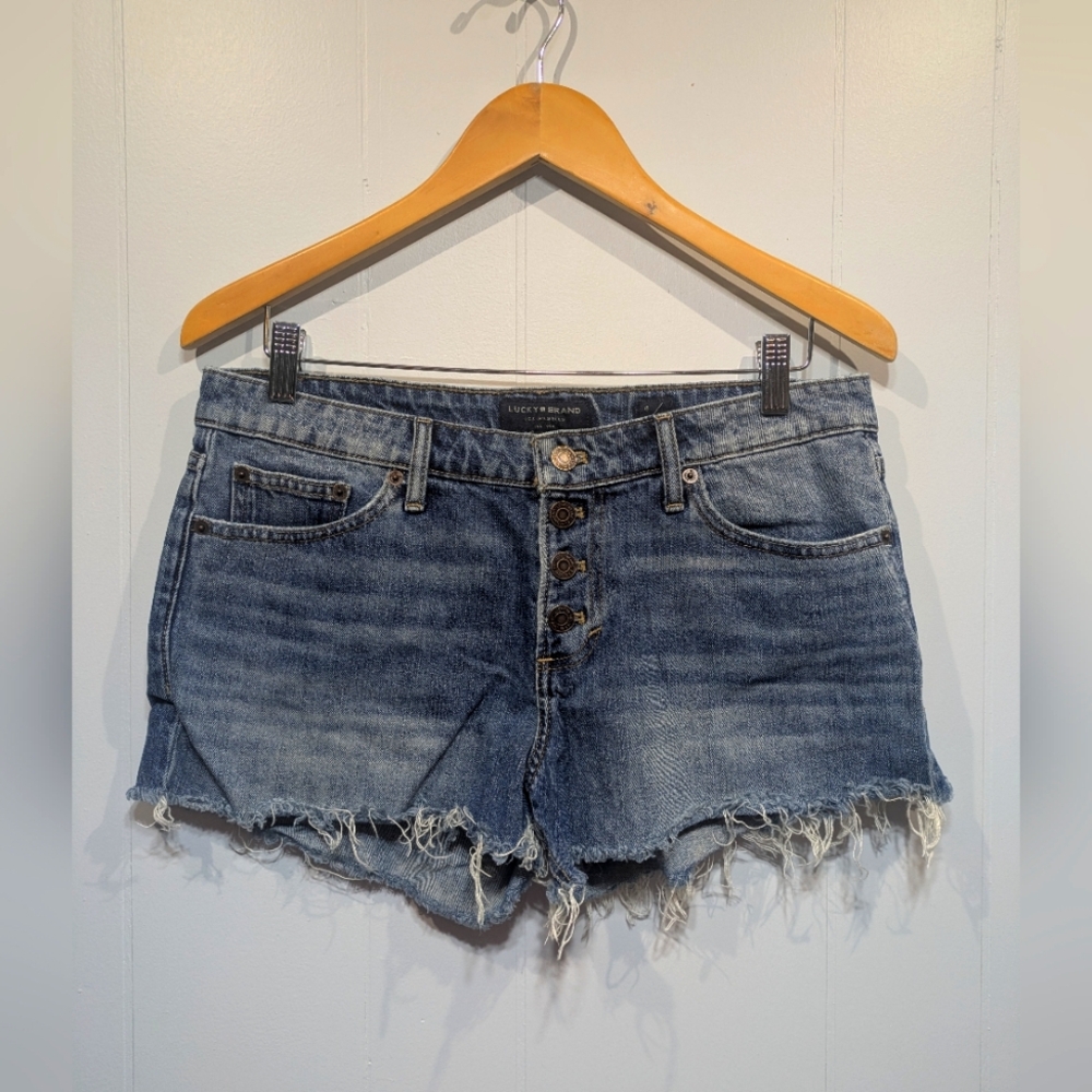 Lucky Brand The Cut Off Button Fly Denim Shorts 8 29